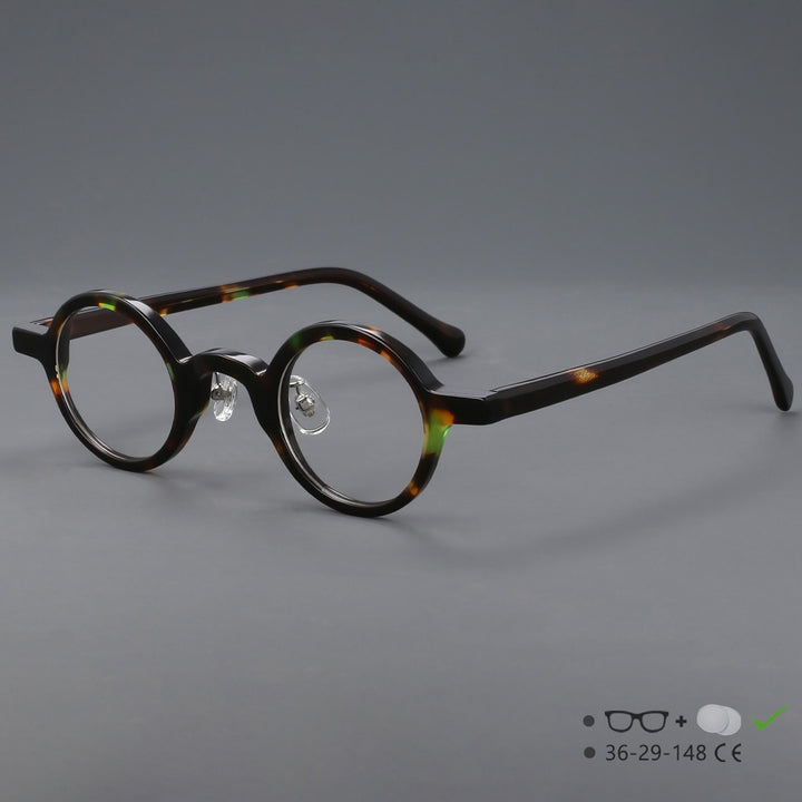 CCspace Unisex Full Rim Round Handcrafted Acetate Eyeglasses 55698 Full Rim CCspace LeopardCircular China