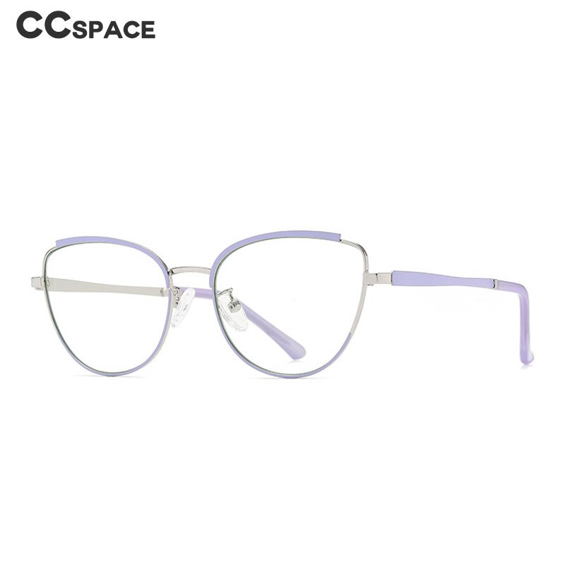 CCspace Women's Semi Rim Square Cat Eye Alloy Eyeglasses 55606 Semi Rim CCspace