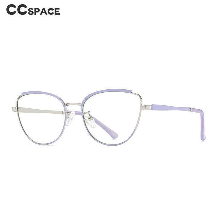 CCspace Women's Semi Rim Square Cat Eye Alloy Eyeglasses 55606 Semi Rim CCspace