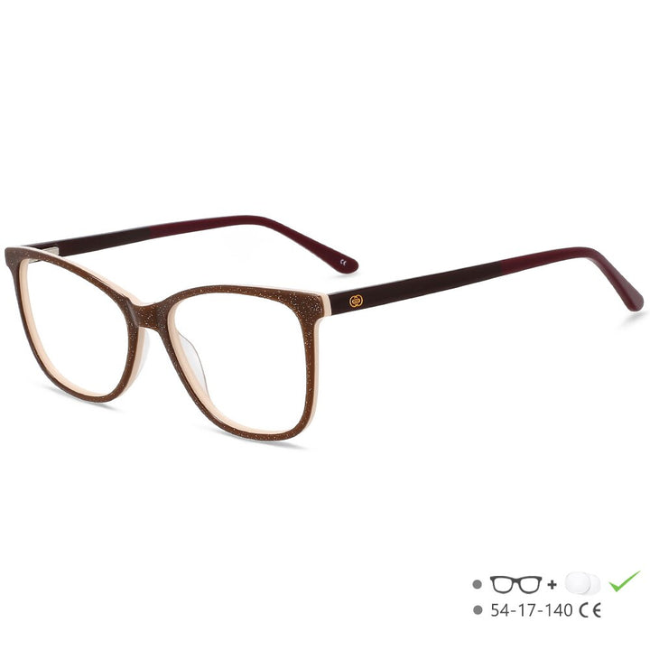 CCspace Unisex Full Rim Square Acetate Eyeglasses 55615 Full Rim CCspace Brown China