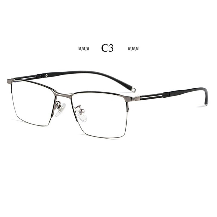Hotochki Men's Full Rim Square Tr 90 Titanium Frame Eyeglasses T8602t Full Rim Hotochki gray