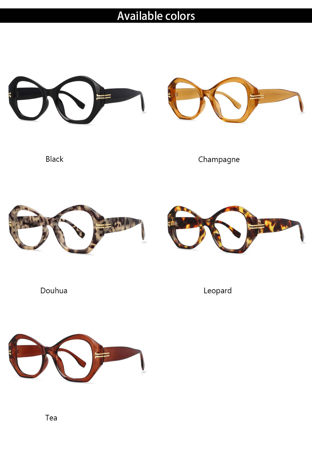 CCspace Unisex Oversized Round Resin Alloy Rivet Frame Eyeglasses 54432 Full Rim CCspace
