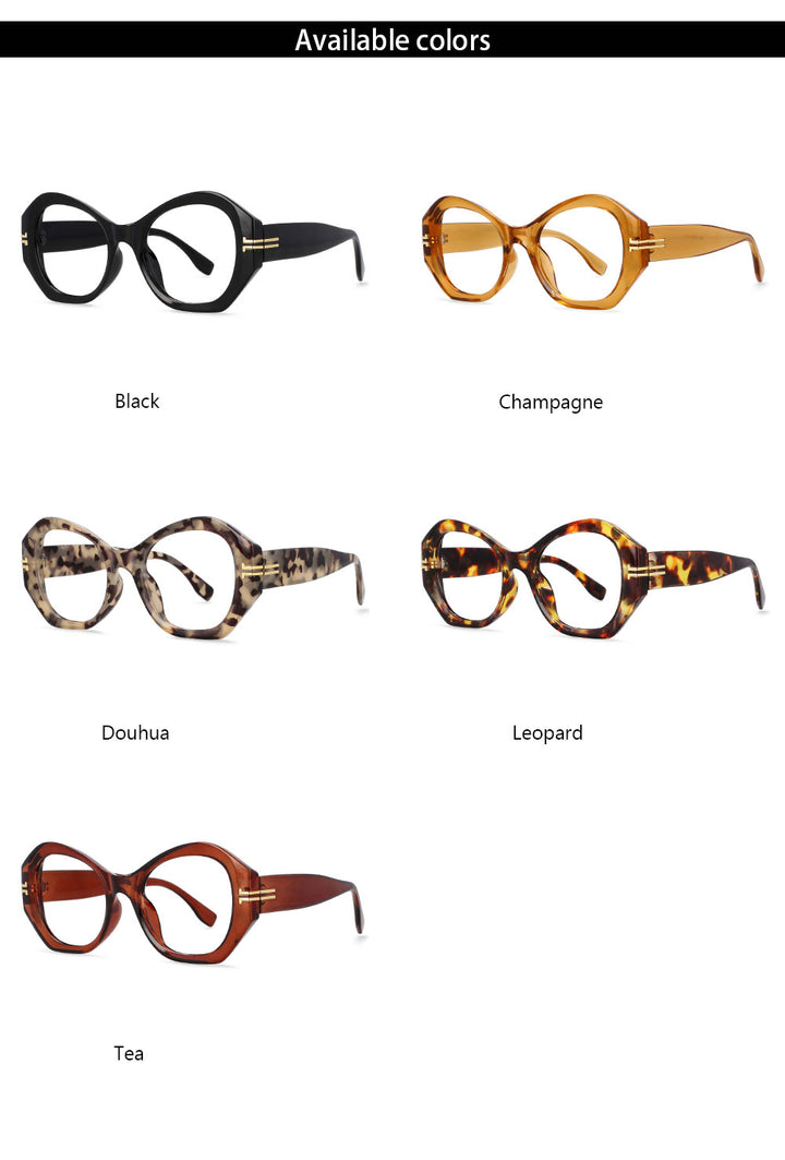 CCspace Unisex Oversized Round Resin Alloy Rivet Frame Eyeglasses 54432 Full Rim CCspace
