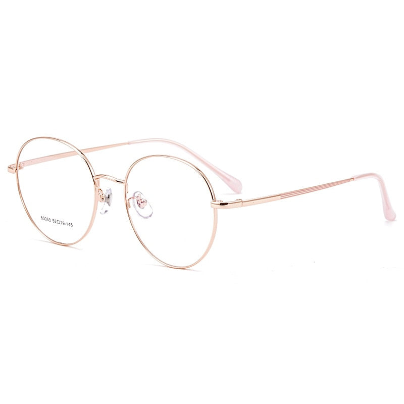 Yimaruili Unisex Full Rim Large Round Titanium Alloy Eyeglasses 80053 Full Rim Yimaruili Eyeglasses