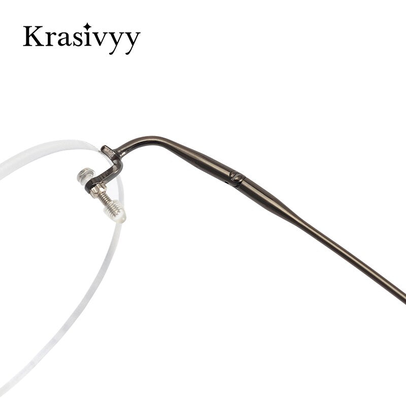Krasivyy Unisex Rimless Round Titanium Eyeglasses Kr16035a Rimless Krasivyy
