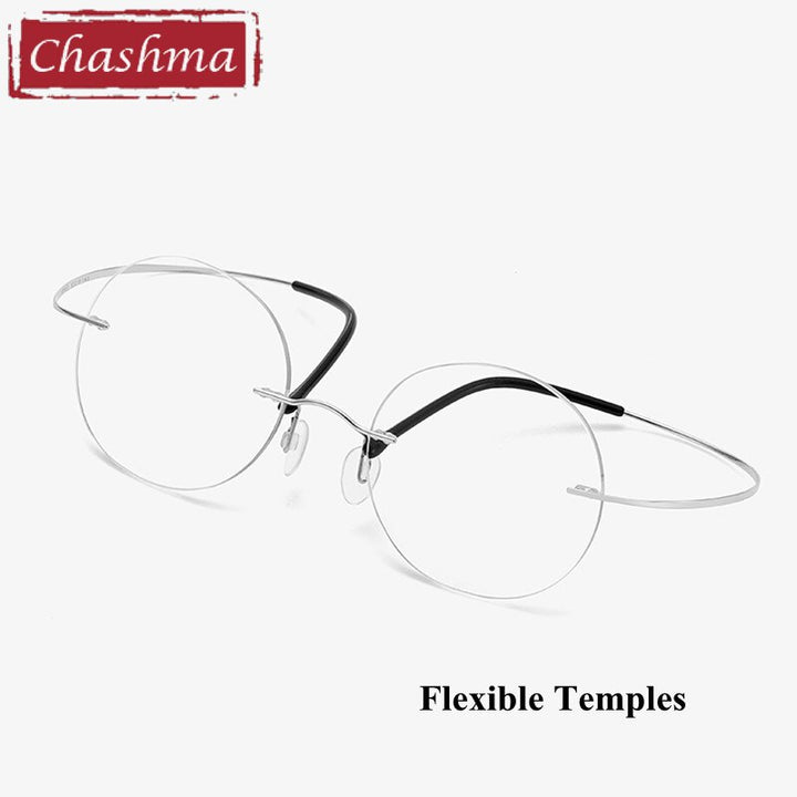 Chashma Unisex Rimless Round 2g Titanium Eyeglasses 6074 Customizable Lens Shape Rimless Chashma
