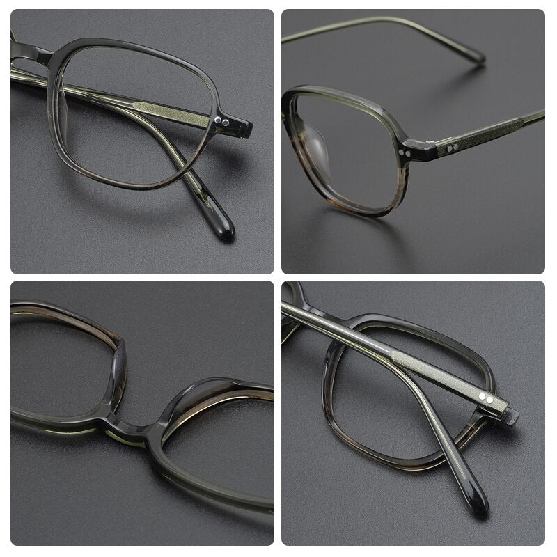 Gatenac Unisex Full Rim Square Handcrafted Acetate Eyeglasses Gxyj962 Full Rim Gatenac