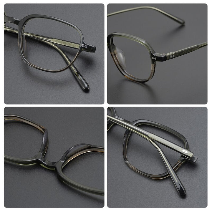Gatenac Unisex Full Rim Square Handcrafted Acetate Eyeglasses Gxyj962 Full Rim Gatenac