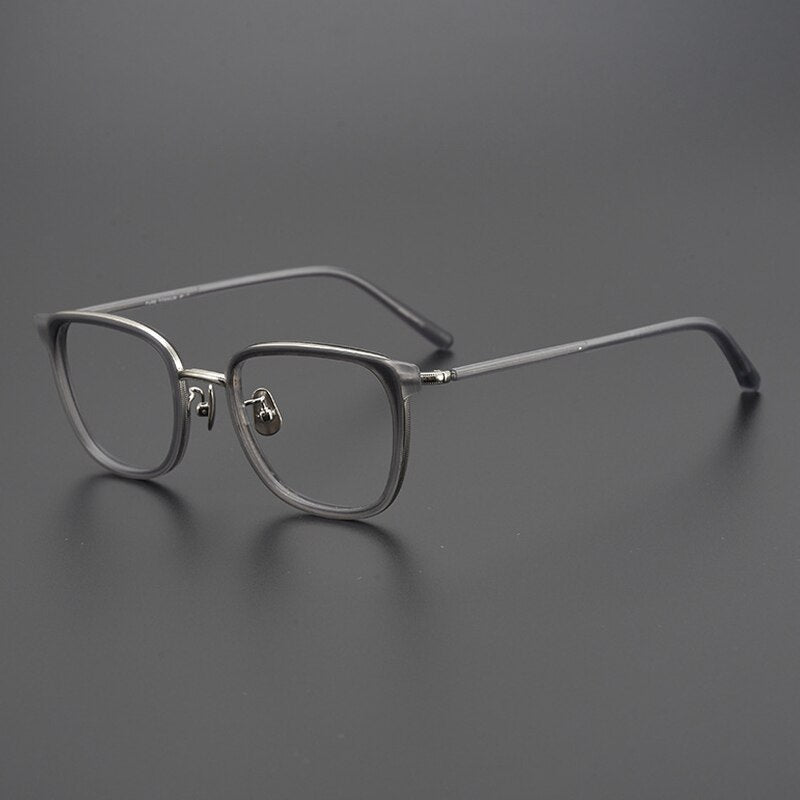 Gatenac Unisex Full Rim Square Acetate Titanium Eyeglasses Gxyj995 Full Rim Gatenac Gray