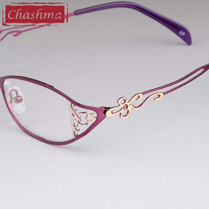 Chashma Women's Full Rim Cat Eye Stainless Steel Frame Eyeglasses 8107 Full Rim Chashma