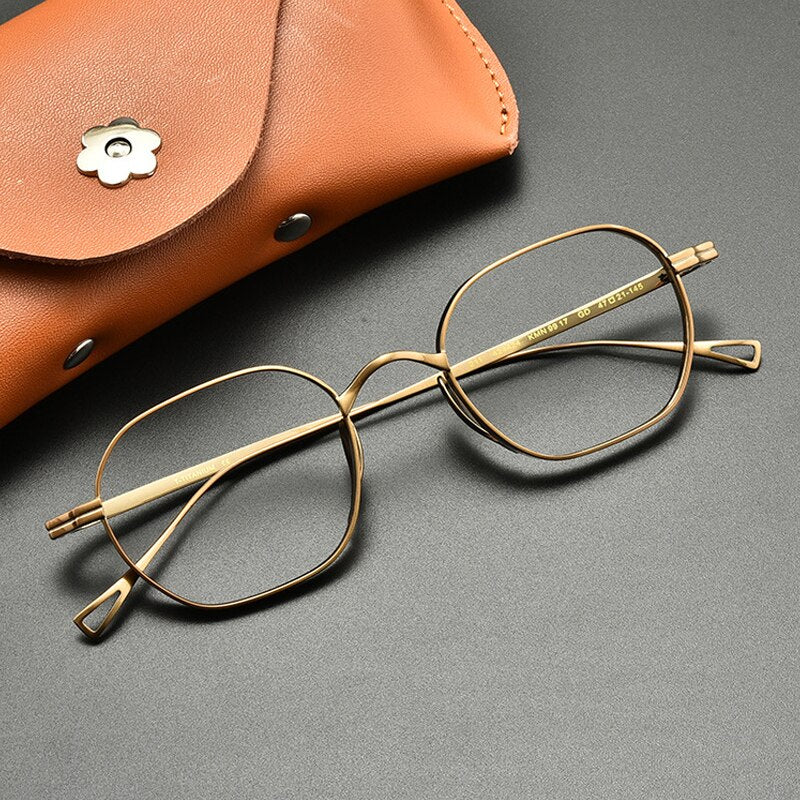 Gatenac Unisex Full Rim Polygon Square Titanium Eyeglasses Gxyj914 Full Rim Gatenac