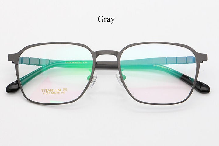 Bclear Unisex Full Rim Square Titanium Frame Eyeglasses My71075 Full Rim Bclear Gray