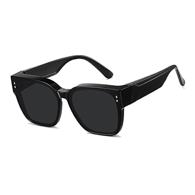 Ralferty Unisex Full Rim Square Tr 90 Acetate Oversized Overlay Sunglasses D7520 Clip On Sunglasses Ralferty C01 Black China As picture
