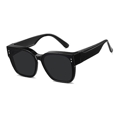 Ralferty Unisex Full Rim Square Tr 90 Acetate Oversized Overlay Sunglasses D7520 Sunglasses Ralferty C01 Black China As picture