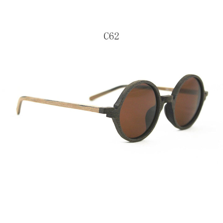 Hdcrafter Unisex Full Rim Round Bamboo Wood Handcrafted Polarized Sunglasses 8843 Sunglasses HdCrafter Sunglasses C62