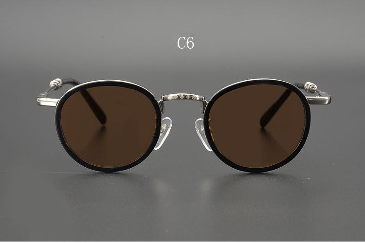 Yujo Men's Full Rim Round Acetate Alloy UV400 Dark Polarized Sunglasses Sunglasses Yujo C6 China