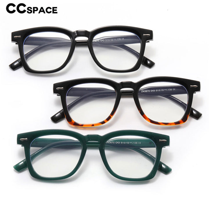 CCspace Unisex Full Rim Square Acetate Eyeglasses 55547 Full Rim CCspace