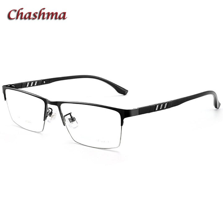 Chashma Unisex Semi Rim Stainless Steel Frame Eyeglasses Semi Rim Chashma Black