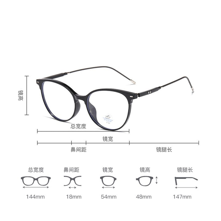 Reven Jate Unisex Full Rim Round Square Tr 90 Eyeglasses 81235 Full Rim Reven Jate