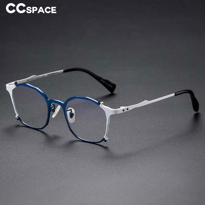 CCspace Unisex Full Rim Irregular Square Titanium Rivet Eyeglasses 54535 Full Rim CCspace