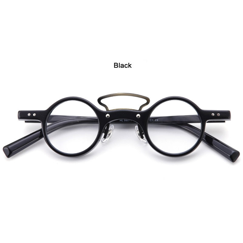 Muzz Unisex Full Rim Small Round Acetate Double Bridge Hand Crafted Frame Eyeglasses 56011 Full Rim Muzz 1