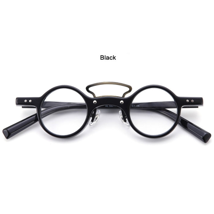 Muzz Unisex Full Rim Small Round Acetate Double Bridge Hand Crafted Frame Eyeglasses 56011 Full Rim Muzz 1