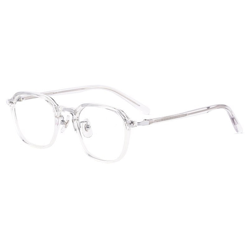 Yimaruili Unisex Full Rim Small Oval Acetate Alloy Eyeglasses KBT98C51 Full Rim Yimaruili Eyeglasses Transparent