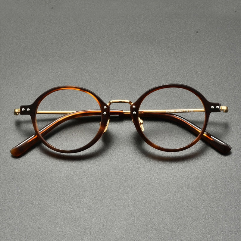 Gatenac Unisex Full Rim Round Titanium Acetate Eyeglasses Gxyj854 Full Rim Gatenac Tortoise