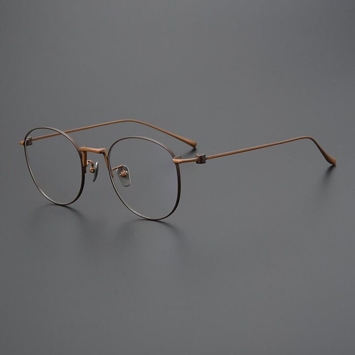 Gatenac Unisex Full Rim Round Square Titanium Eyeglasses Gxyj917 Full Rim Gatenac Brown Red