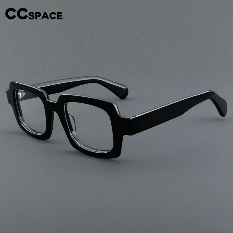 CCspace Unisex Full Rim Square Acetate Eyeglasses 54907 Full Rim CCspace