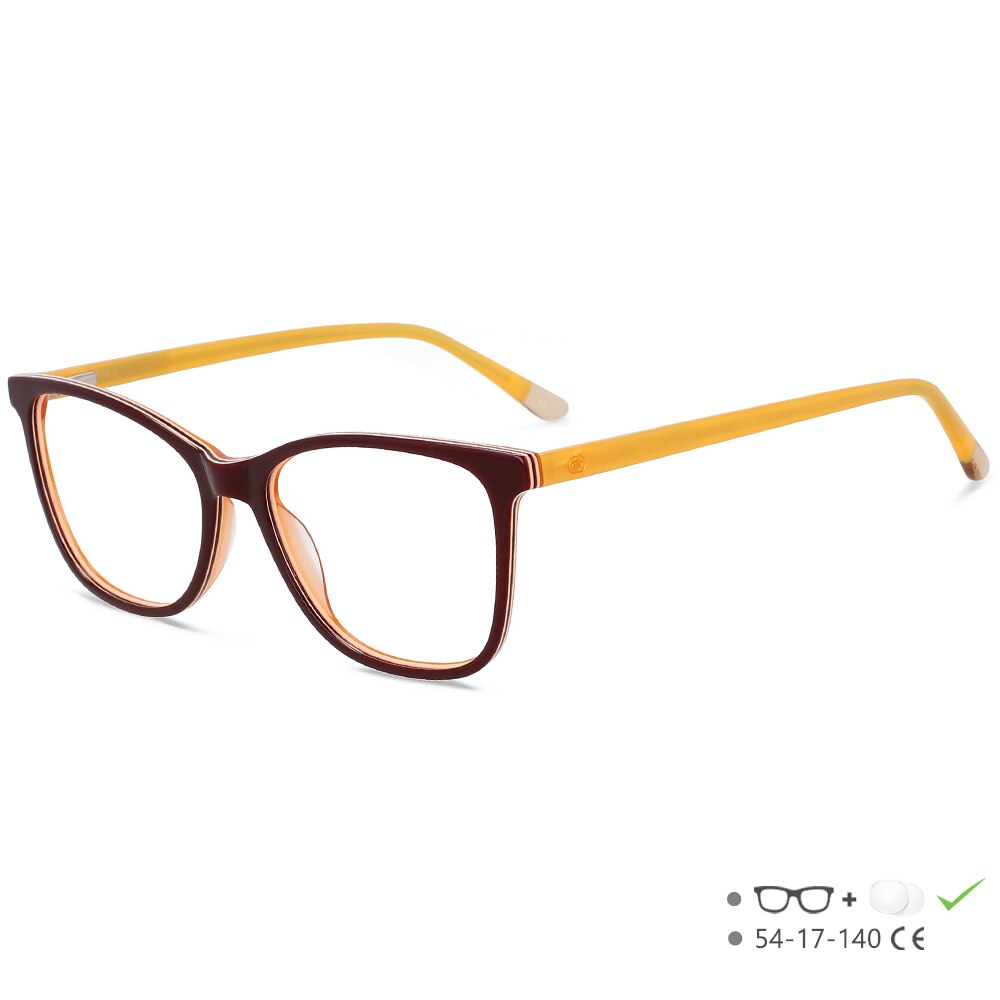 CCspace Unisex Full Rim Square Acetate Eyeglasses 55615 Full Rim CCspace Red China