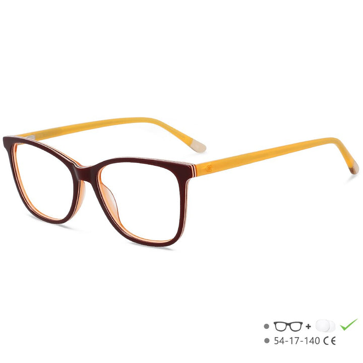CCspace Unisex Full Rim Square Acetate Eyeglasses 55615 Full Rim CCspace Red China