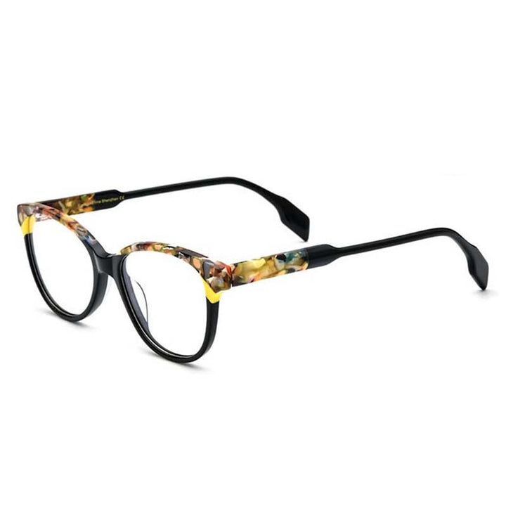 CCspace Unisex Full Rim Square Cat Eye Acetate Eyeglasses 53152 Full Rim CCspace Black China