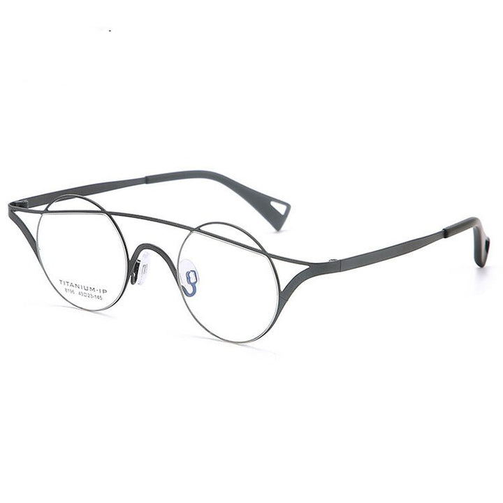 Aissuarvey Unisex Full Rim Small Round Double Bridge Titanium Frame Eyeglasses 8196 Full Rim Aissuarvey Eyeglasses Gray CN 