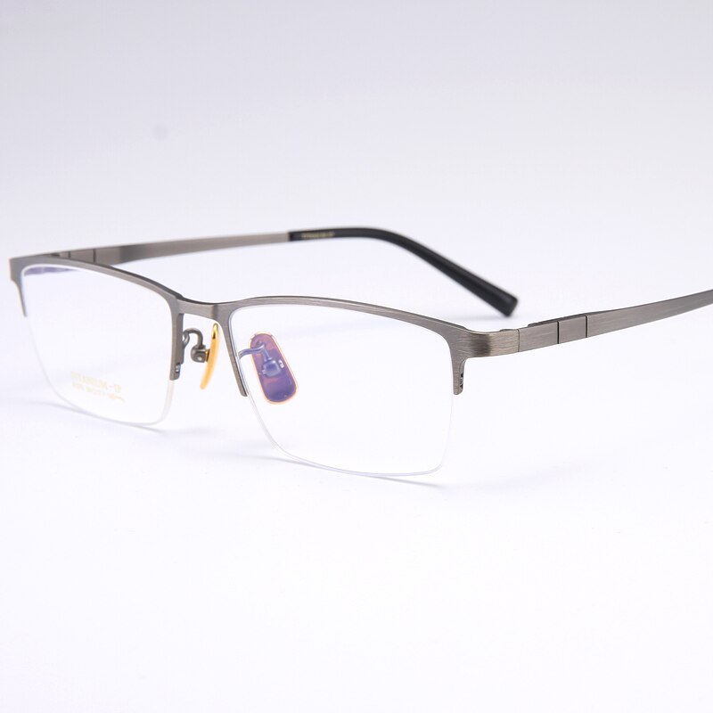 Bclear Men's Semi Rim Square Titanium Eyeglasses My91075 Semi Rim Bclear Gray