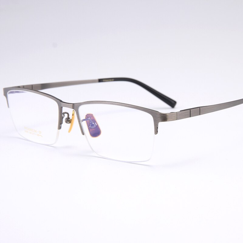 Bclear Men's Semi Rim Square Titanium Eyeglasses My91075 Semi Rim Bclear Gray  