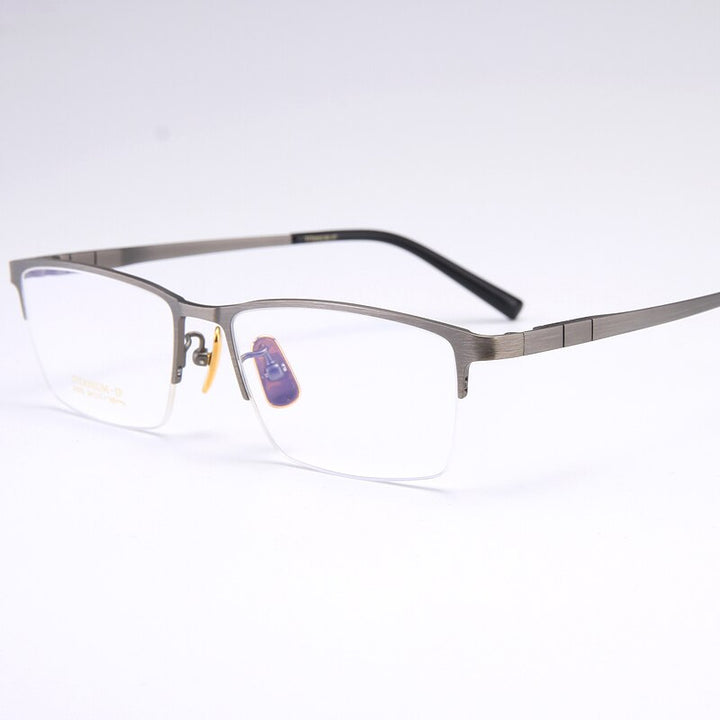 Bclear Men's Semi Rim Square Titanium Eyeglasses My91075 Semi Rim Bclear Gray  