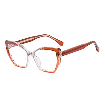 Ralferty Women's Full Rim Square Cat Eye Tr 90 Acetate Eyeglasses F82026 Full Rim Ralferty China C4 Orange