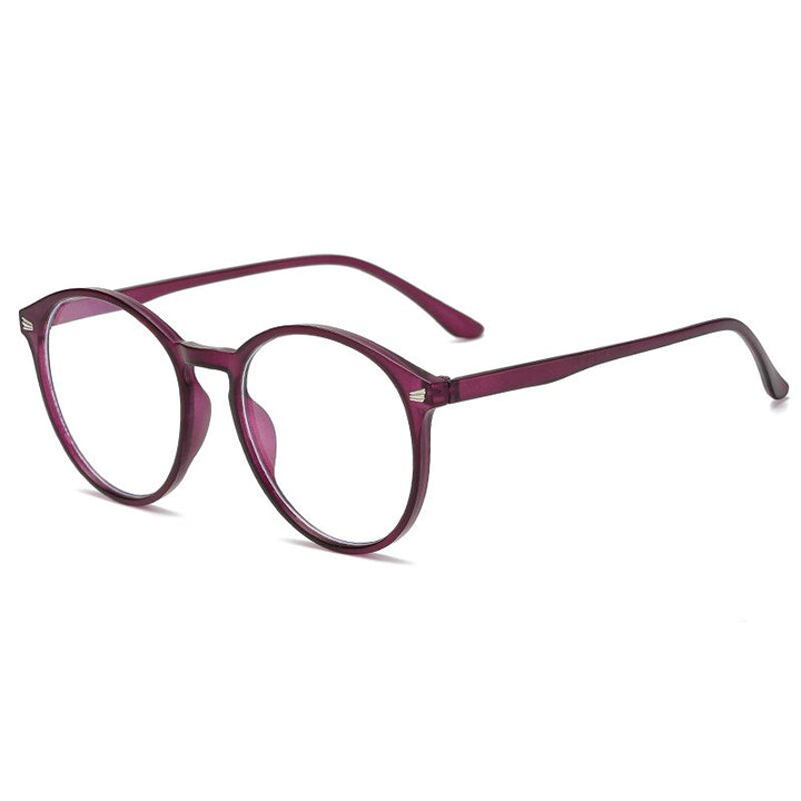 Yimaruili Unisex Full Rim Round Tr 90 Eyeglasses TR90 6009 Reading Glasses Yimaruili Eyeglasses China Purple -0.50
