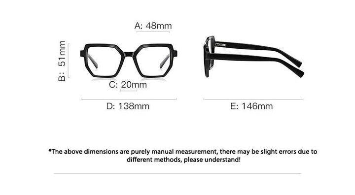 CCspace Unisex Full Rim Irregular Square Tr 90 Titanium Eyeglasses 54714 Full Rim CCspace