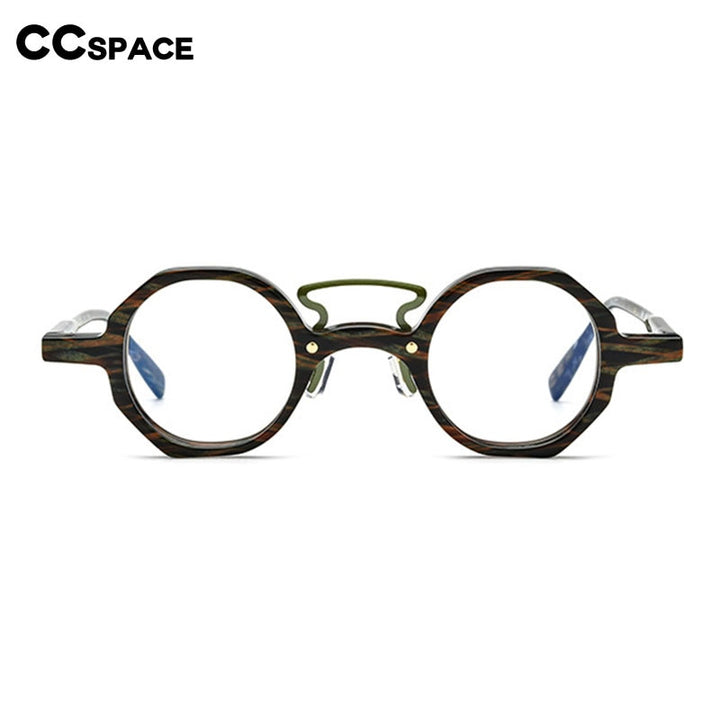 CCspace Women's Full Rim Small Polygon Round Double Bridge Acetate Eyeglasses 55059 Full Rim CCspace