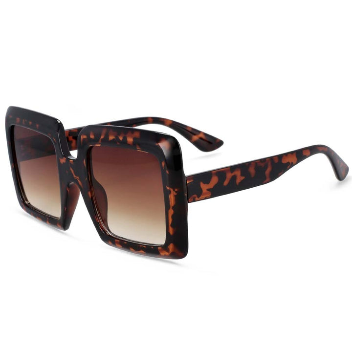 CCspace Women's Full Rim Oversized Square Resin Frame Sunglasses 54244 Sunglasses CCspace Sunglasses Leopard 54244