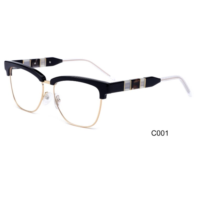 CCspace Women's Full Rim Square Cat Eye Acetate Alloy Eyeglasses 55281 Full Rim CCspace China Black
