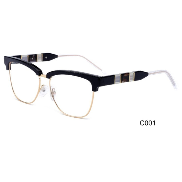 CCspace Women's Full Rim Square Cat Eye Acetate Alloy Eyeglasses 55281 Full Rim CCspace China Black