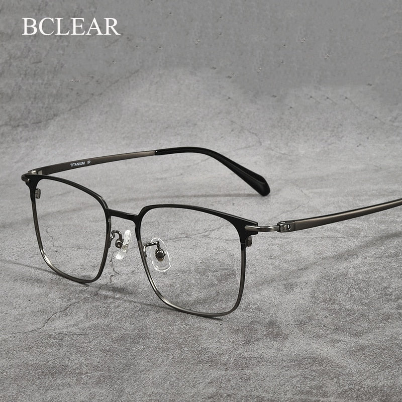 Bclear Unisex Full Rim Square Titanium Acetate Eyeglasses Lb1104 Full Rim Bclear
