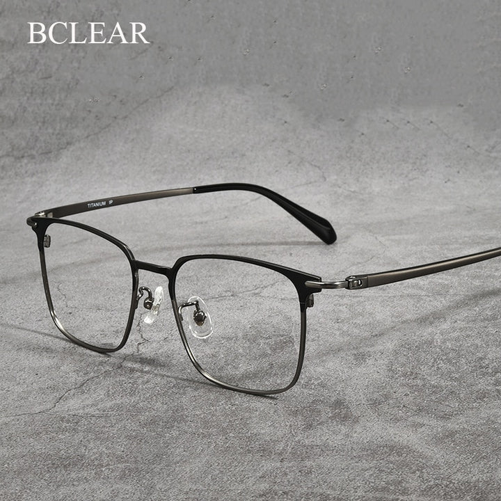 Bclear Unisex Full Rim Square Titanium Acetate Eyeglasses Lb1104 Full Rim Bclear