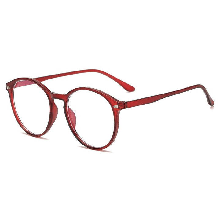 Yimaruili Unisex Full Rim Round Tr 90 Eyeglasses TR90 6009 Reading Glasses Yimaruili Eyeglasses China Red -0.50