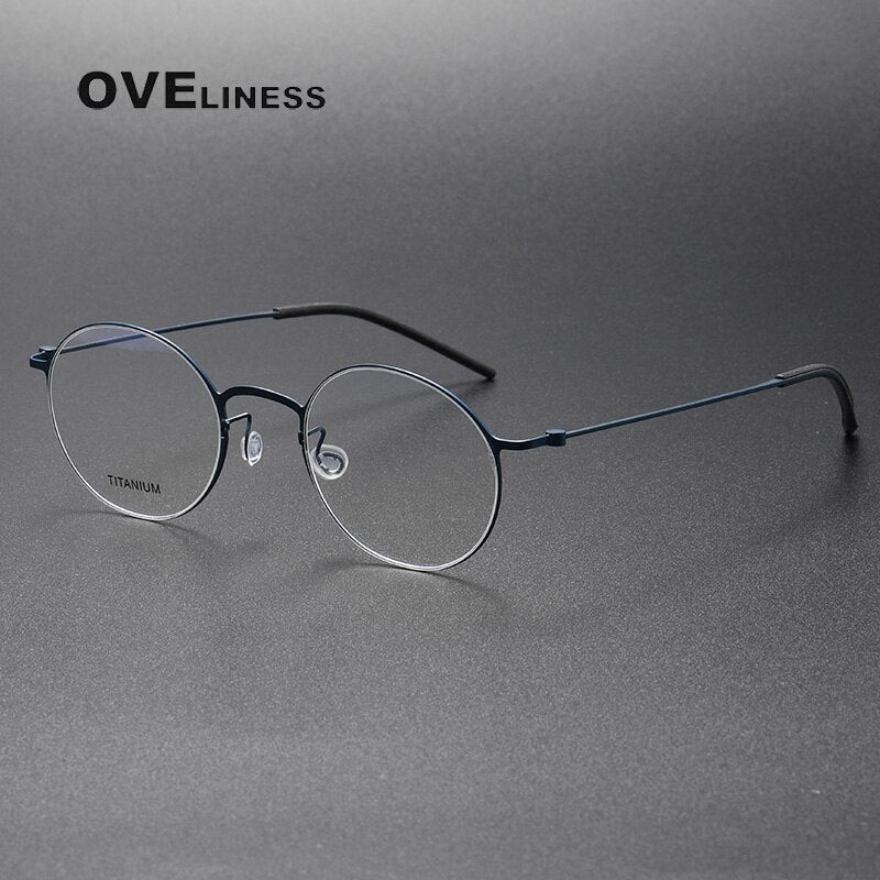 Oveliness Unisex Full Rim Round Titanium Eyeglasses 5044 Full Rim Oveliness blue