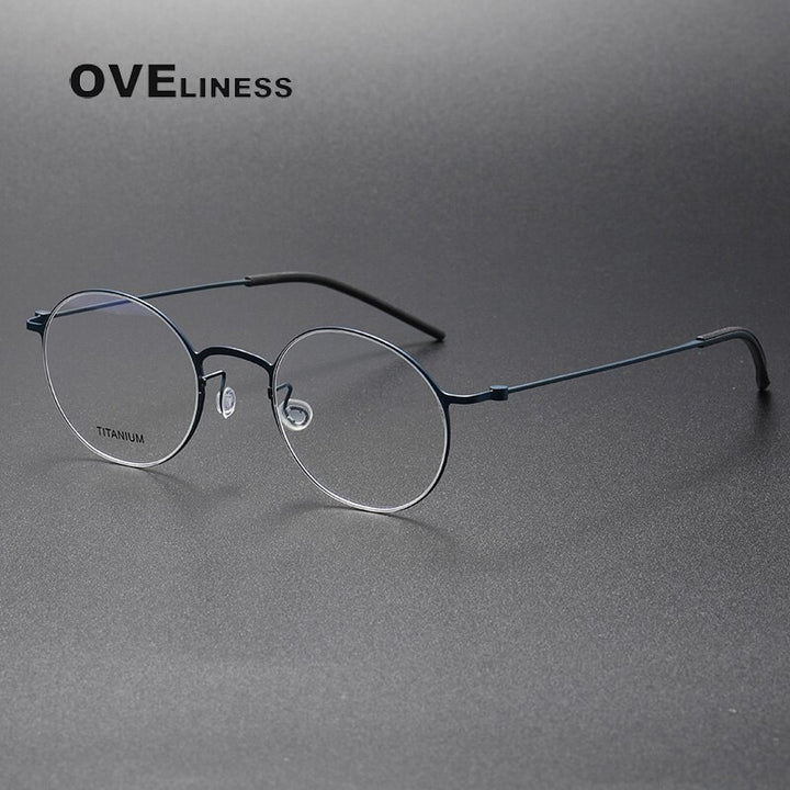 Oveliness Unisex Full Rim Round Titanium Eyeglasses 5044 Full Rim Oveliness blue