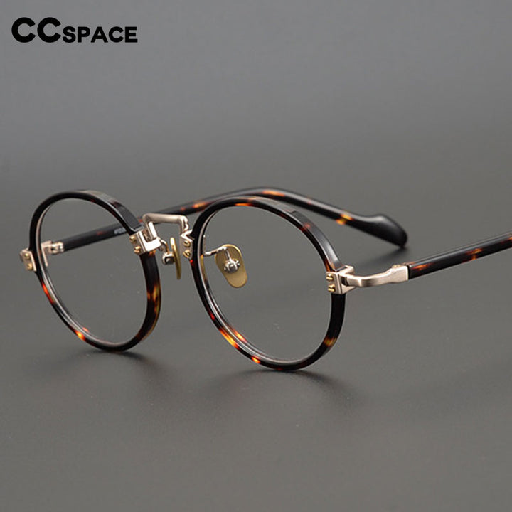 CCspace Unisex Full Rim Round/Square Acetate Titanium Eyeglasses 53312 Full Rim CCspace